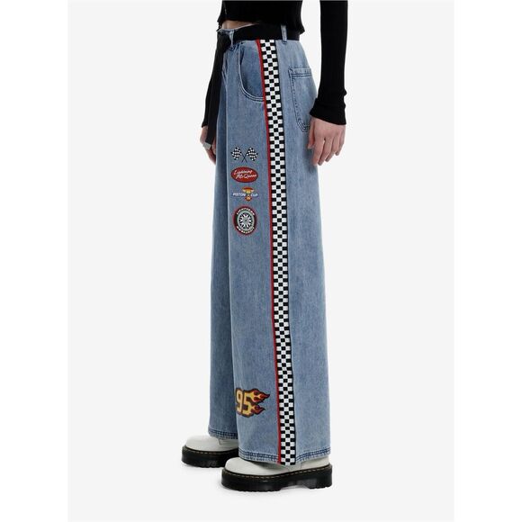 Disney Pixar Cars Race RUST-EZE Icons Wide Leg Jeans Sz 11 Hot Topic Lightening - Picture 4 of 16
